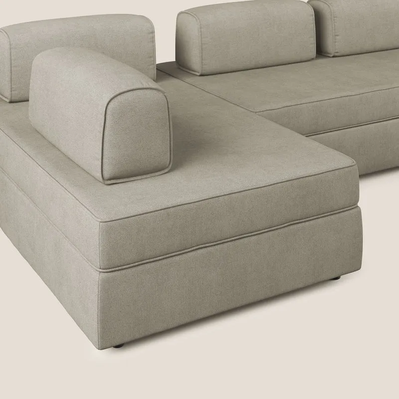 Liberty Canapé panoramique avec pouf extractible et dossiers amovibles en tissu doux imperméable T02 crème
