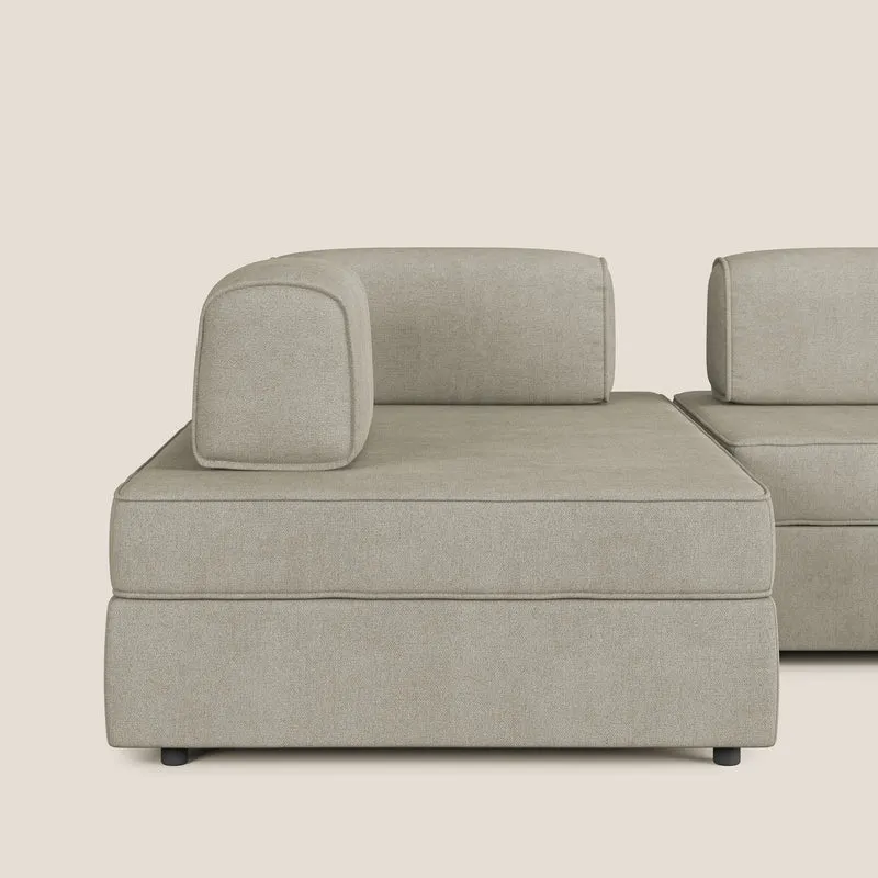Liberty Canapé panoramique avec pouf extractible et dossiers amovibles en tissu doux imperméable T02 crème