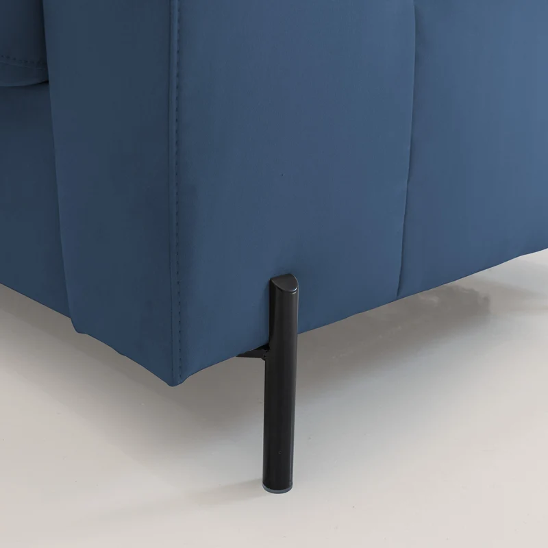 Ortensia canapé convertible matelas H 18cm et pieds hauts en élégante microfibre détachable T11 bleu