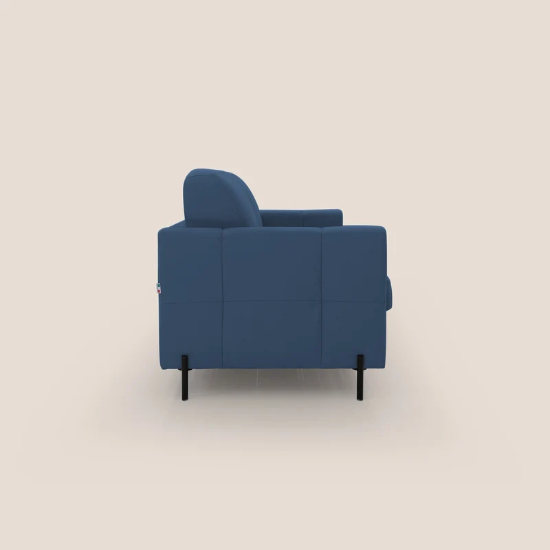 Ortensia canapé convertible matelas H 18cm et pieds hauts en élégante microfibre détachable T11 bleu