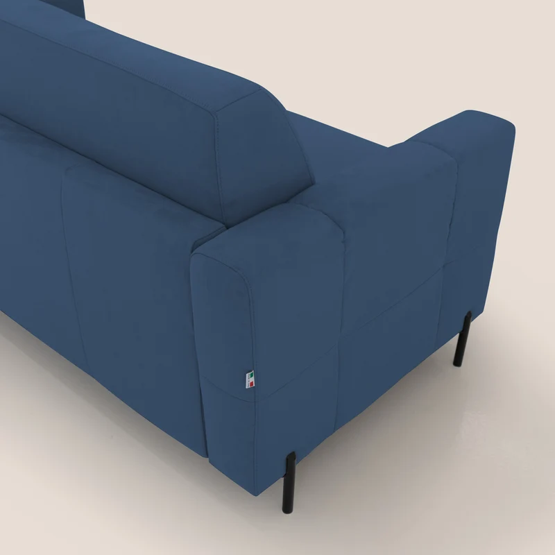 Ortensia canapé convertible matelas H 18cm et pieds hauts en élégante microfibre détachable T11 bleu