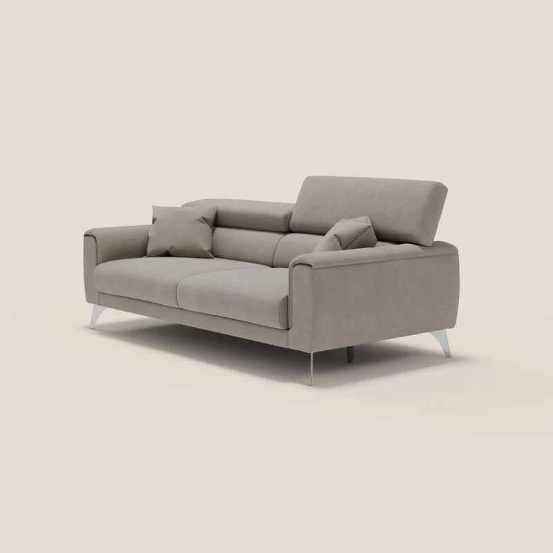Caravaggio Canapé avec assises extensibles et têtières réglables en tissu imperméable T02 beige