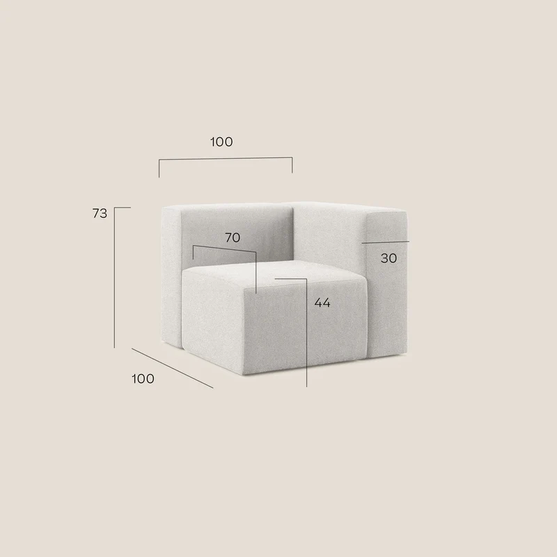 Nettuno module d'angle/latéral en bouclette douce T07 rouge