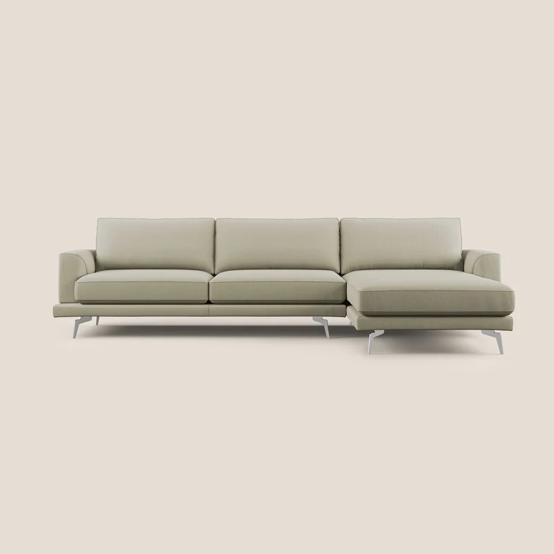 Dorian canapé d'angle moderne en tissu doux anti-tache T05 crème