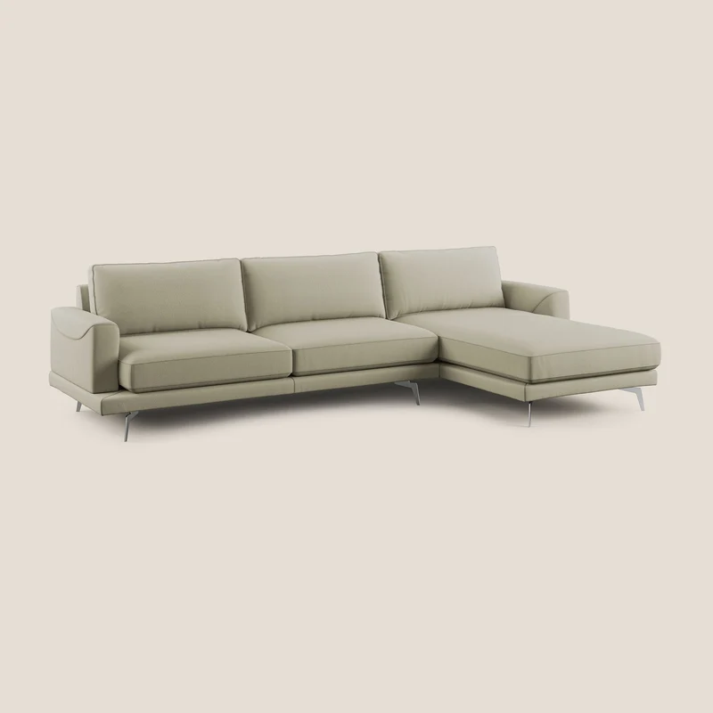 Dorian canapé d'angle moderne en tissu doux anti-tache T05 crème