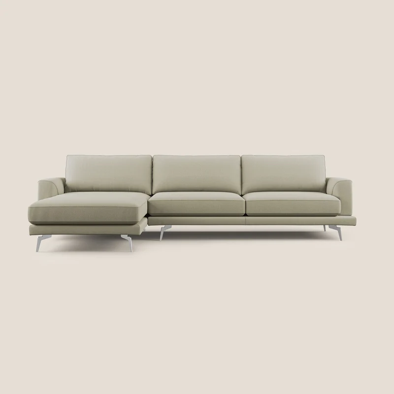 Dorian canapé d'angle moderne en tissu doux anti-tache T05 crème