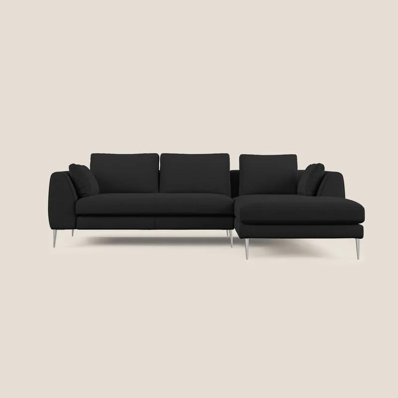 Plano canapé d'angle moderne en microfibre technique détachable T11 noir