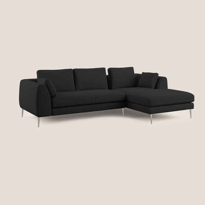 Plano canapé d'angle moderne en microfibre technique détachable T11 noir