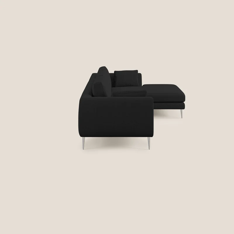 Plano canapé d'angle moderne en microfibre technique détachable T11 noir