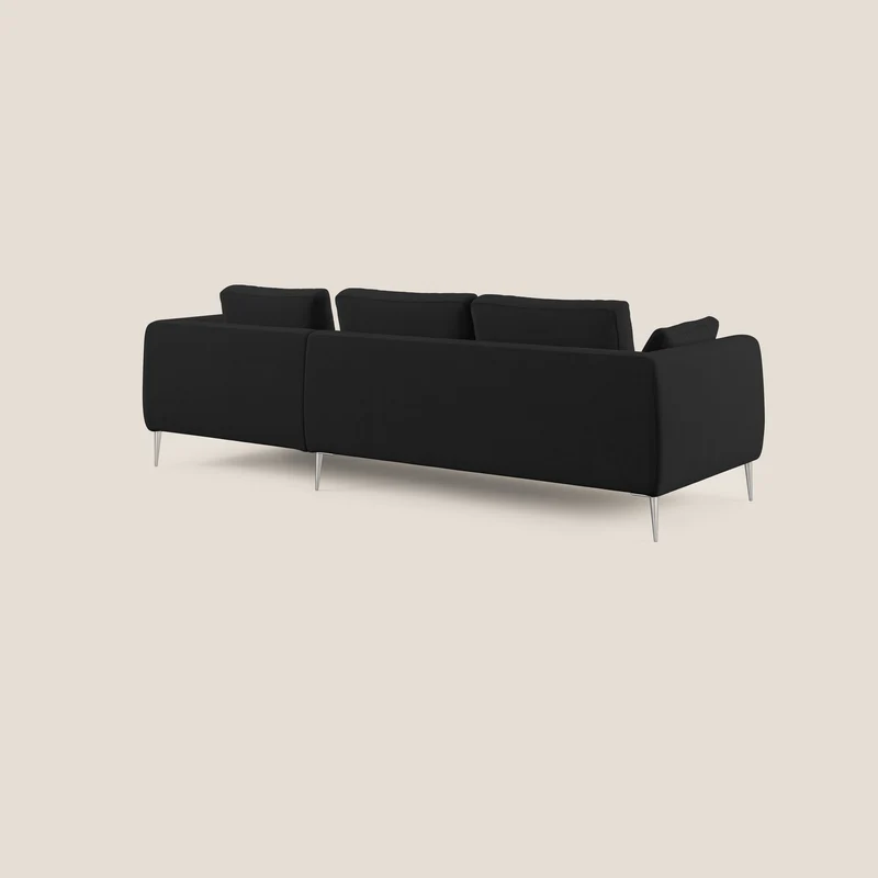 Plano canapé d'angle moderne en microfibre technique détachable T11 noir
