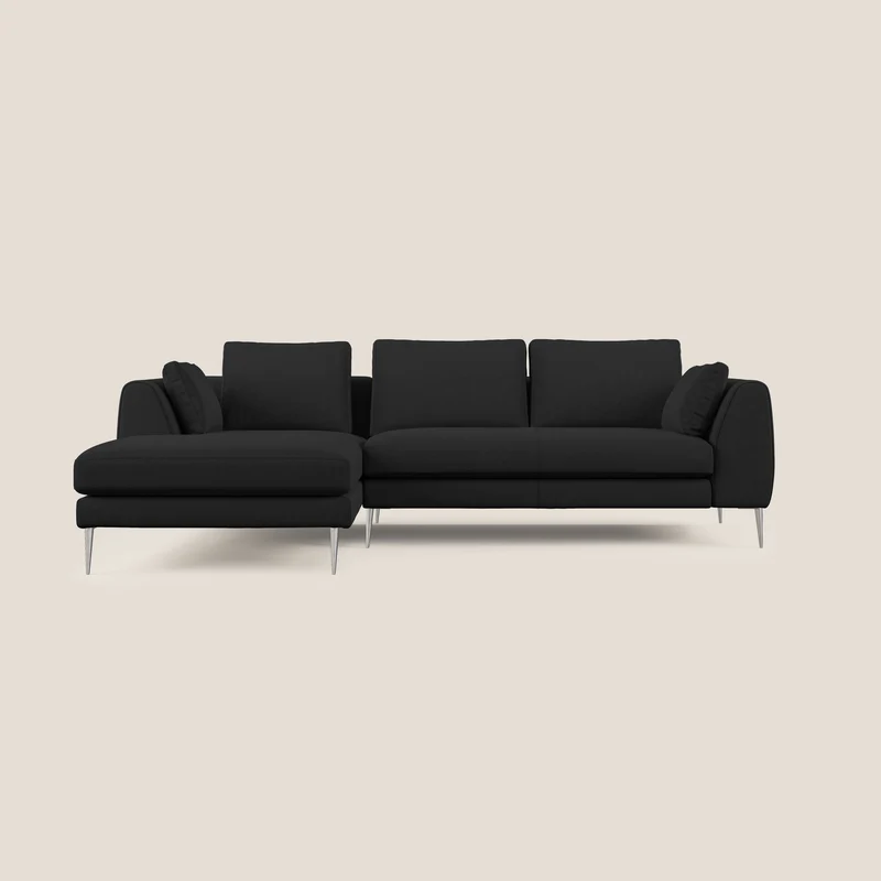 Plano canapé d'angle moderne en microfibre technique détachable T11 noir