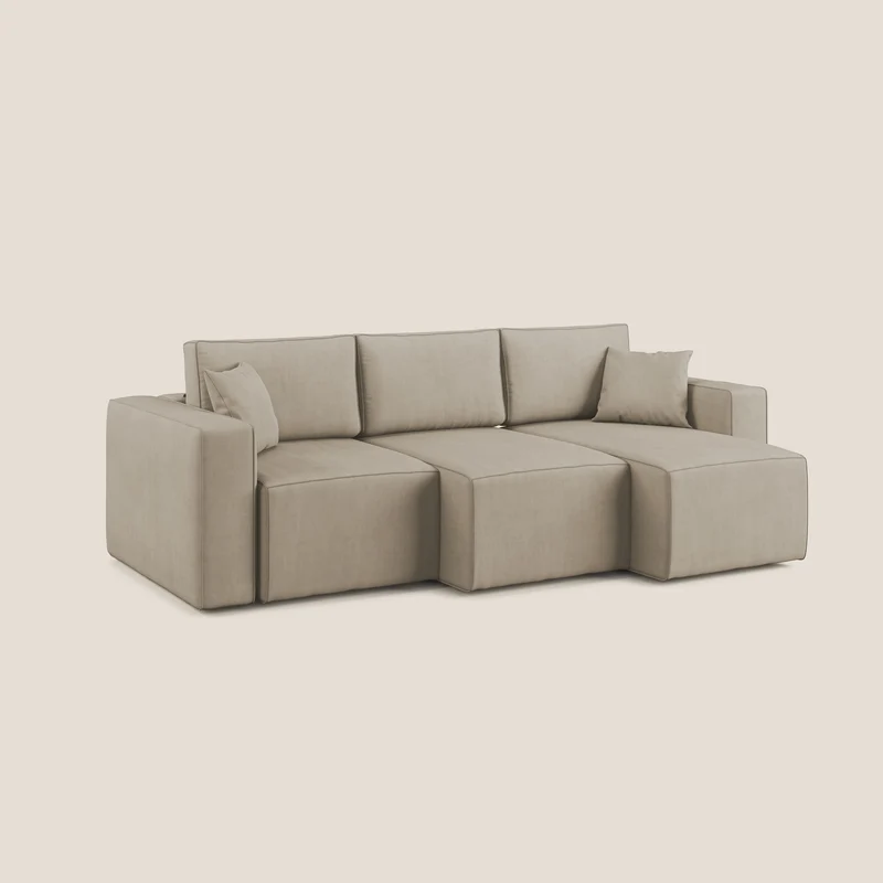 Morfeo Canapé avec 3 assises extractibles en tissu doux imperméable T02 beige
