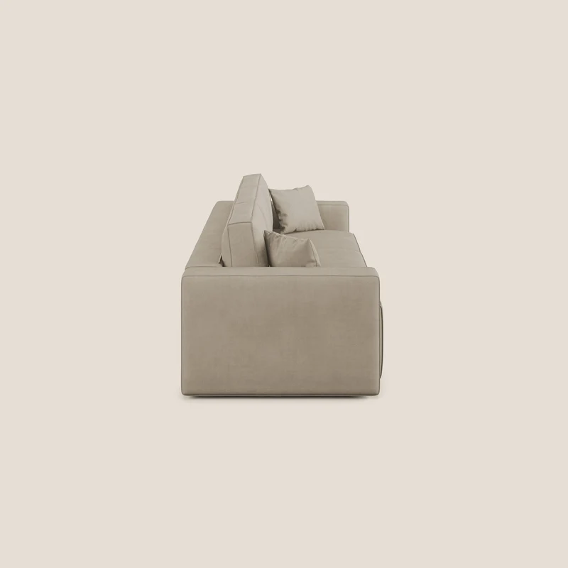 Morfeo Canapé avec 3 assises extractibles en tissu doux imperméable T02 beige