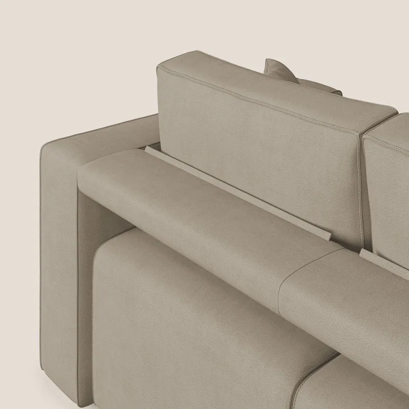Morfeo Canapé avec 3 assises extractibles en tissu doux imperméable T02 beige