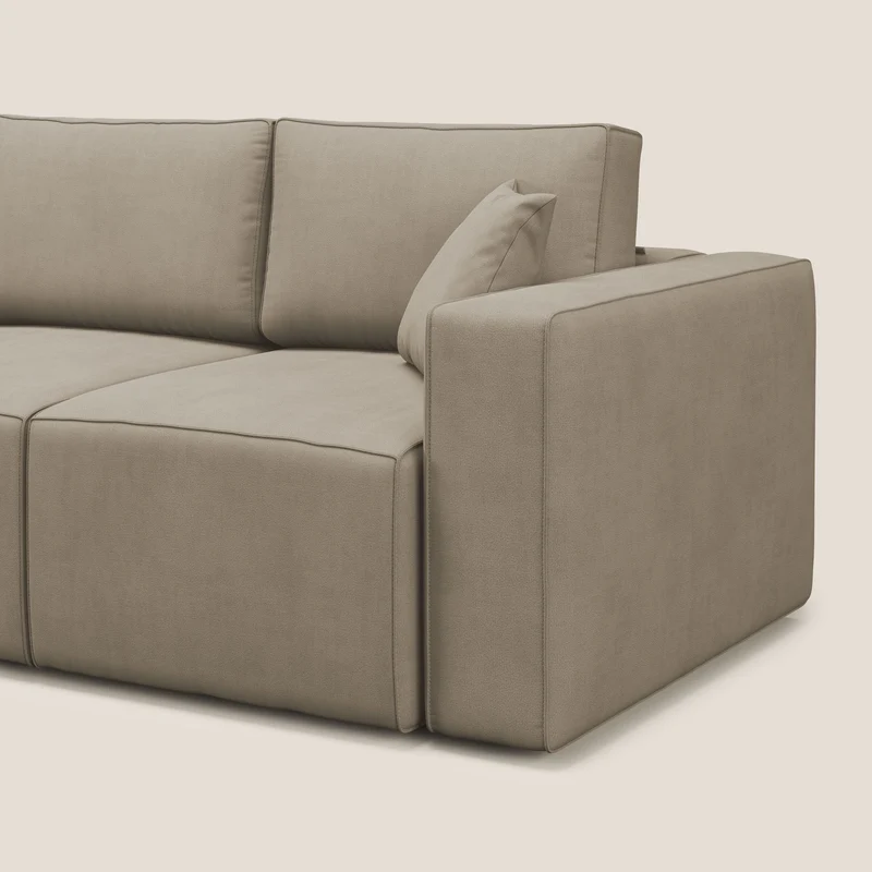 Morfeo Canapé avec 3 assises extractibles en tissu doux imperméable T02 beige