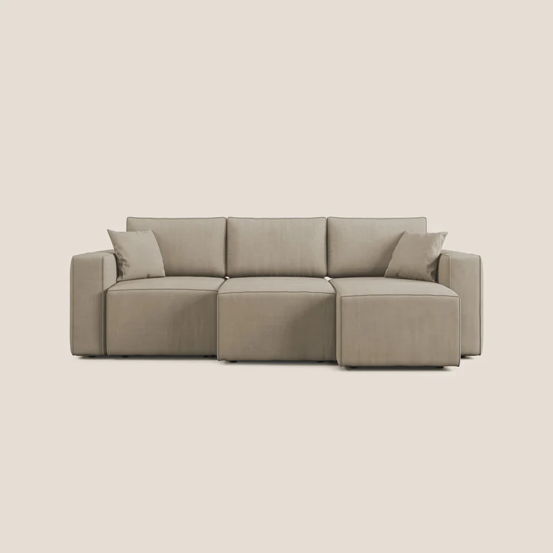Morfeo Canapé avec 3 assises extractibles en tissu doux imperméable T02 beige