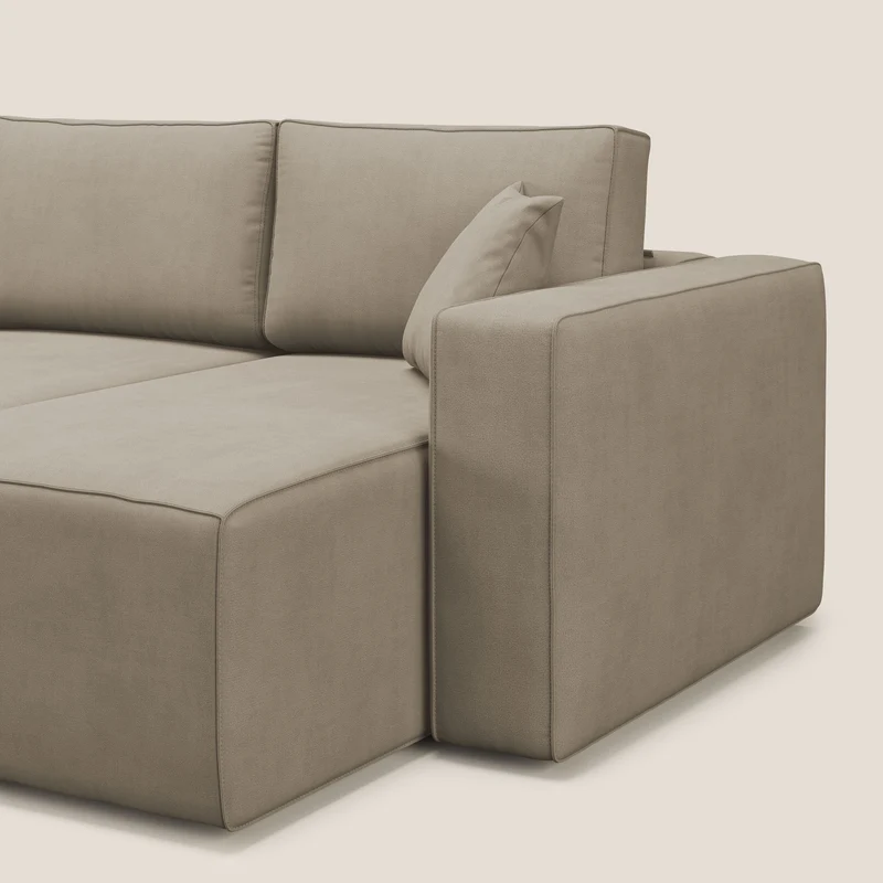 Morfeo Canapé avec 3 assises extractibles en tissu doux imperméable T02 beige