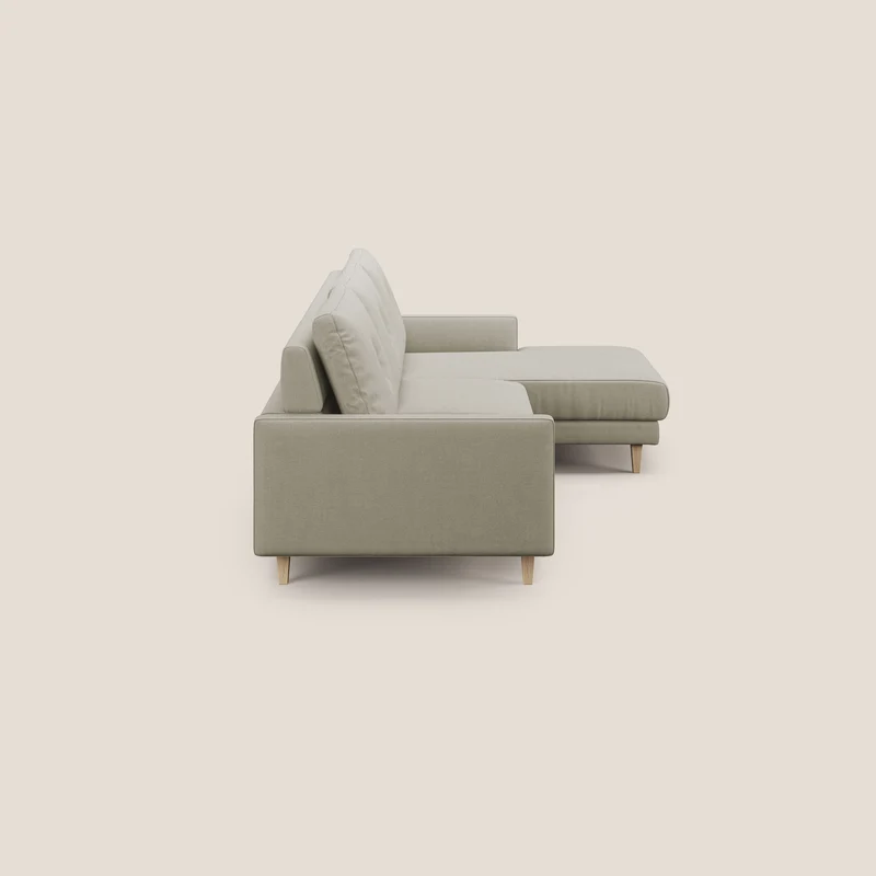 Matisse canapé d'angle avec assises coulissantes et dossier en duvet d'oie en tissu détachable T17 crème