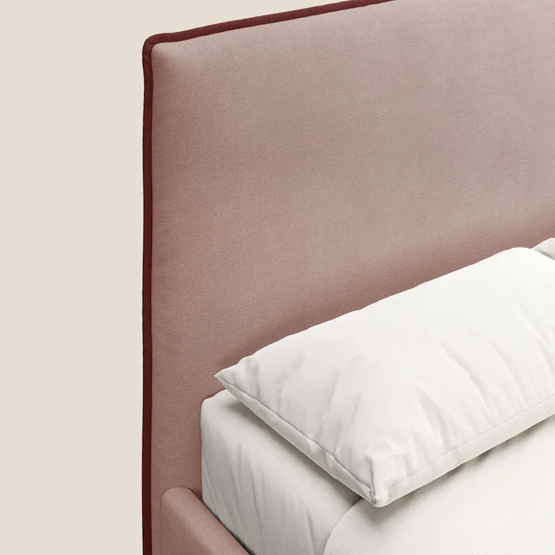 Leila lit rembourré avec pieds en bois et tissu détachable T17 rose - rouge