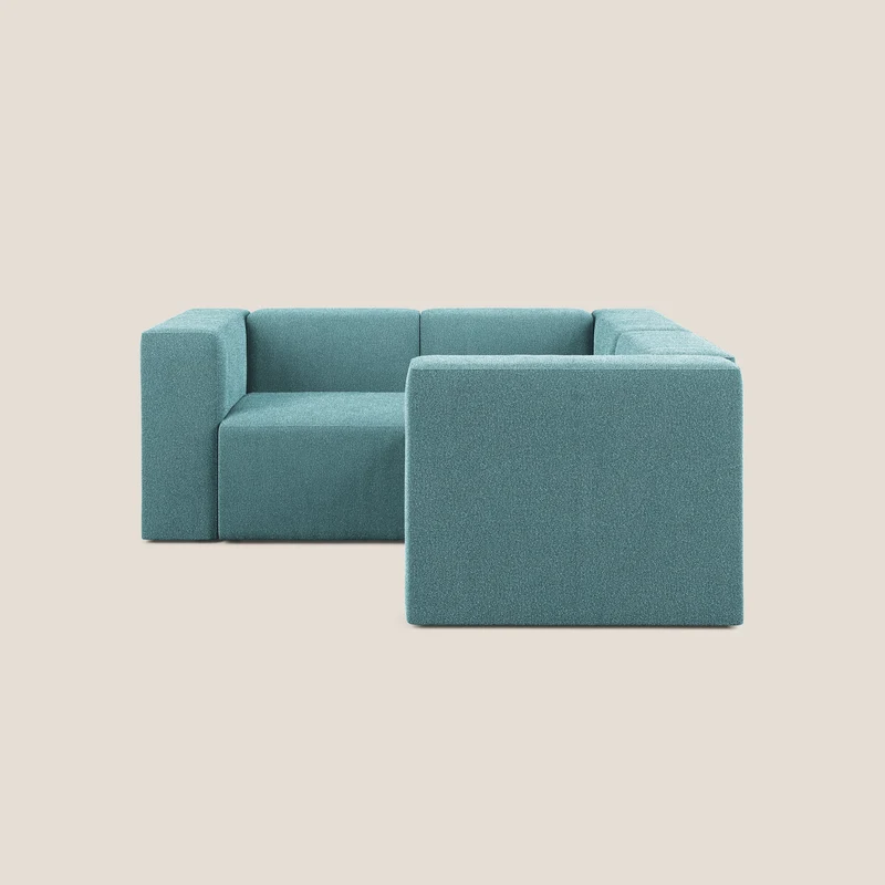 Nettuno canapé d'angle reversible modulable en bouclette douce T07 bleu ciel