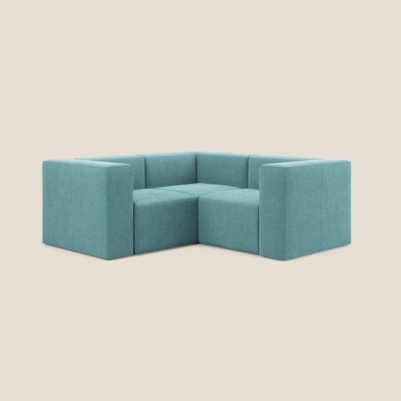 Nettuno canapé d'angle reversible modulable en bouclette douce T07 bleu ciel