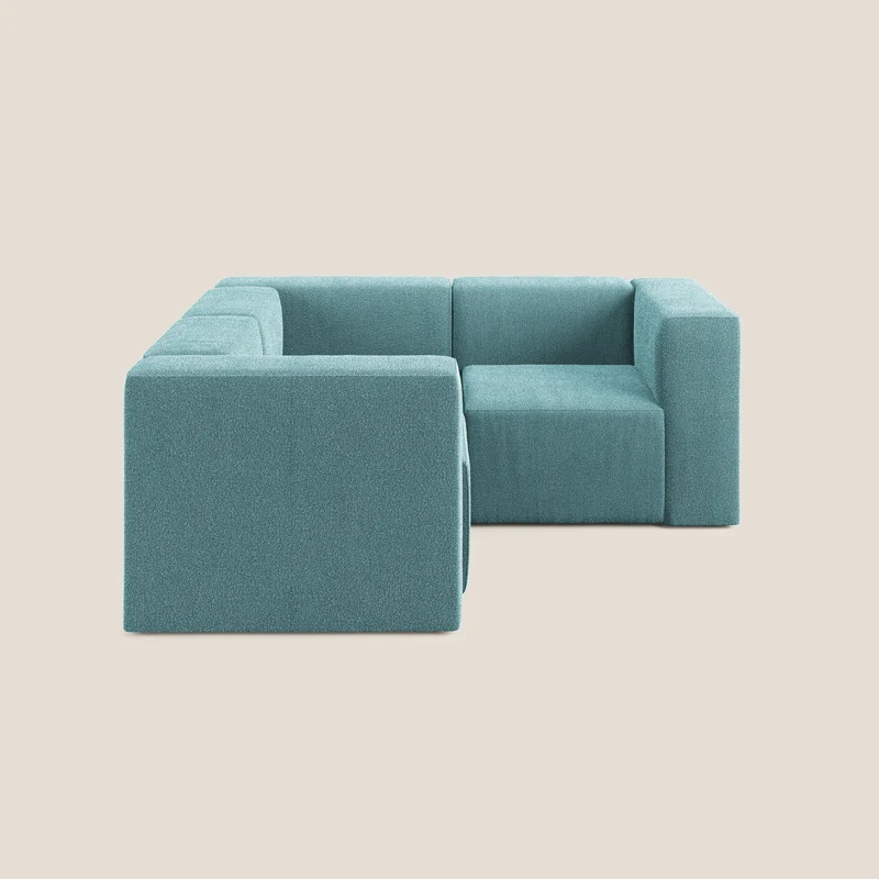 Nettuno canapé d'angle reversible modulable en bouclette douce T07 bleu ciel