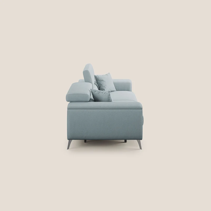 Fusion Canapé avec assises coulissantes en tissu doux antitache T05 bleu gris