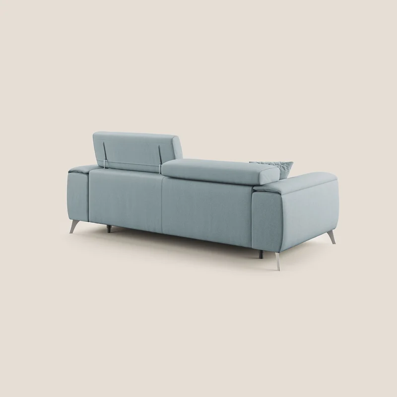 Fusion Canapé avec assises coulissantes en tissu doux antitache T05 bleu gris