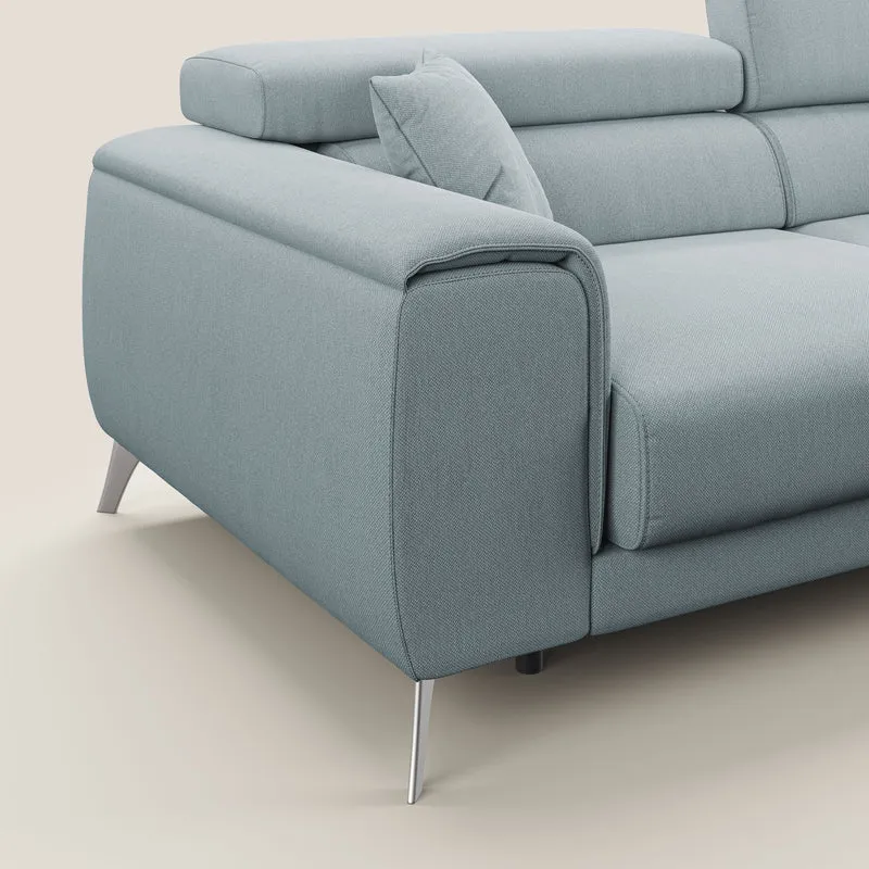 Fusion Canapé avec assises coulissantes en tissu doux antitache T05 bleu gris