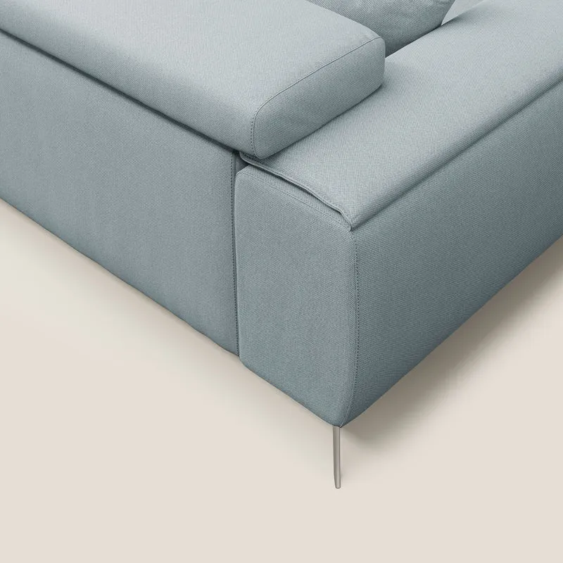 Fusion Canapé avec assises coulissantes en tissu doux antitache T05 bleu gris