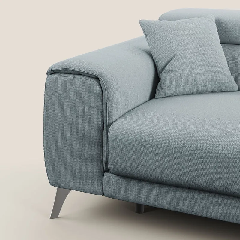 Fusion Canapé avec assises coulissantes en tissu doux antitache T05 bleu gris