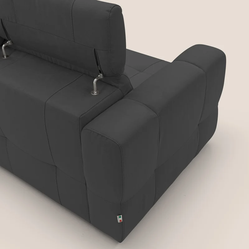 Kronos Canapé d'angle avec extractible et pouf coffre en micorfibre imperméable T11 noir