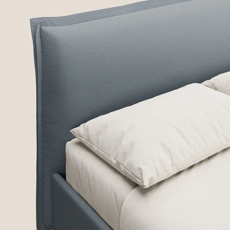 Hans lit rembourré avec coffre au style minimaliste en tissu imperméable T19 bleu gris
