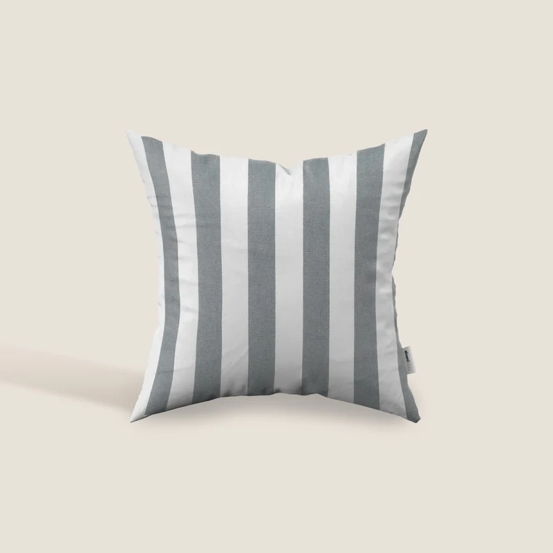Righe coussins rayés en coton gris