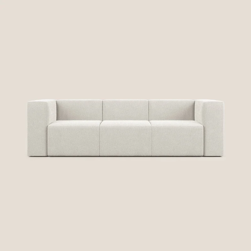 Nettuno canapé moderne modulable 3 assises en bouclette douce T07 blanc