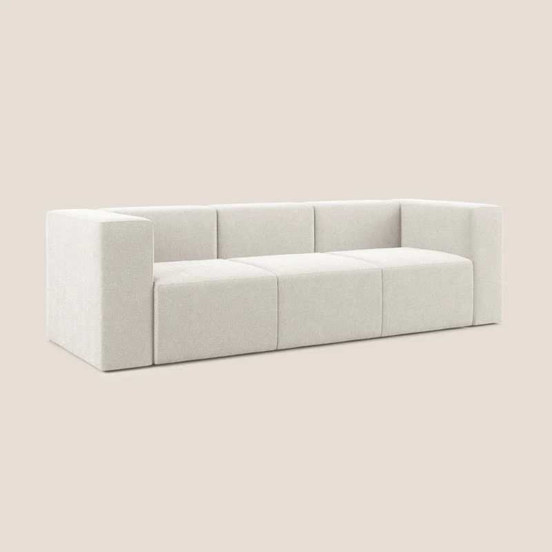 Nettuno canapé moderne modulable 3 assises en bouclette douce T07 blanc