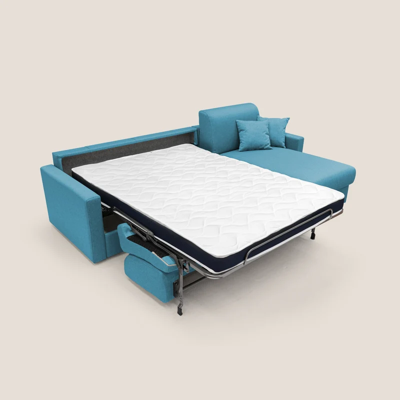 Chris Canapé d'angle 5 places en tissu imperméable T13 bleu ciel