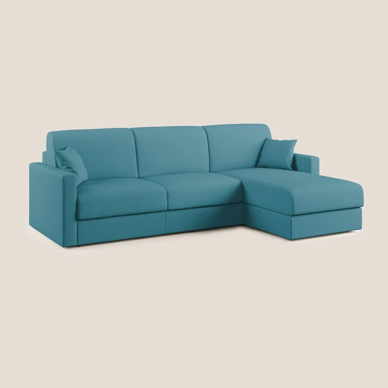 Chris Canapé d'angle 5 places en tissu imperméable T13 bleu ciel