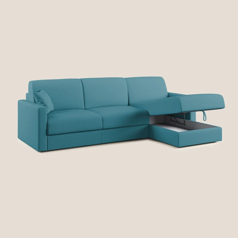 Chris Canapé d'angle 5 places en tissu imperméable T13 bleu ciel