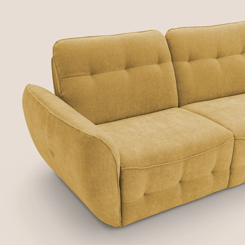 Cerbero canapé d'angle avec pouf terminal en bouclette douce imperméable T07 jaune
