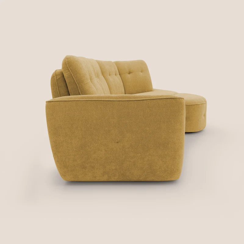 Cerbero canapé d'angle avec pouf terminal en bouclette douce imperméable T07 jaune