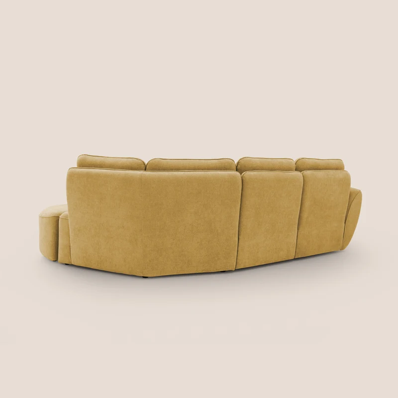 Cerbero canapé d'angle avec pouf terminal en bouclette douce imperméable T07 jaune
