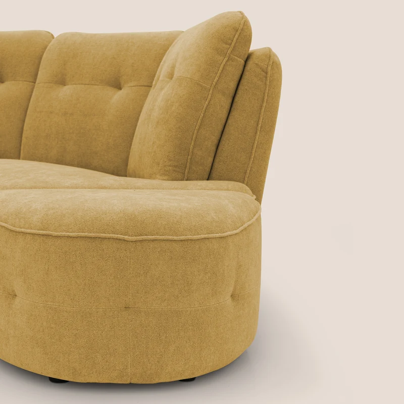 Cerbero canapé d'angle avec pouf terminal en bouclette douce imperméable T07 jaune