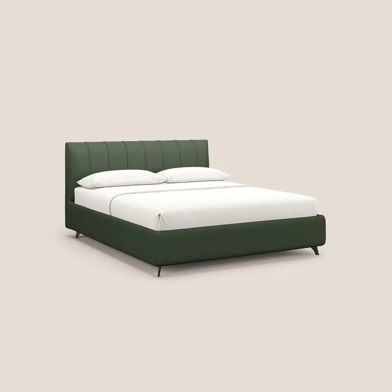Bogart lit avec coffre rembourré complètement déhoussable en microfibre détachable T11 vert