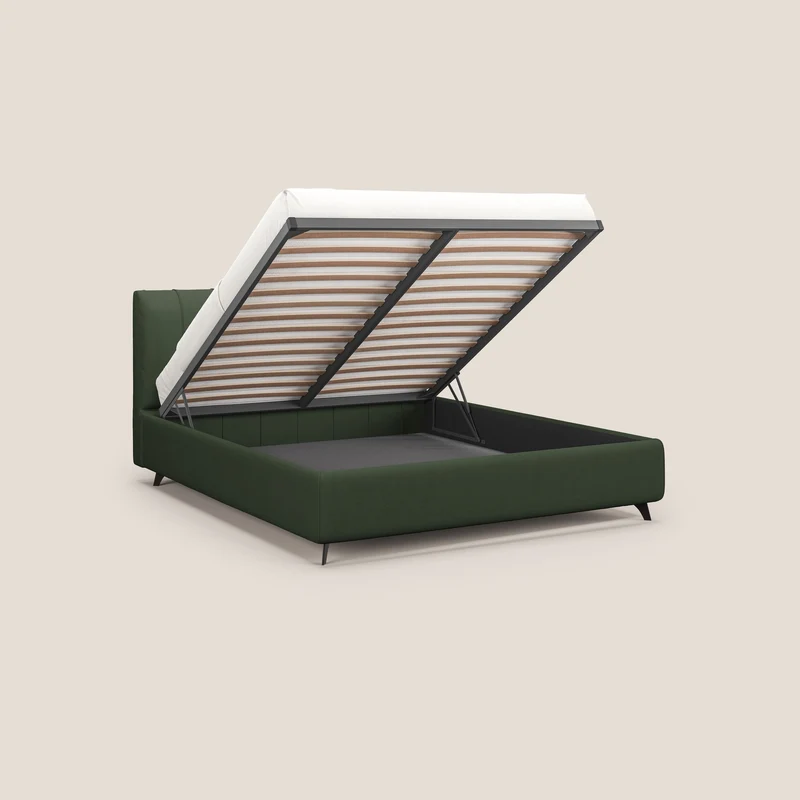 Bogart lit avec coffre rembourré complètement déhoussable en microfibre détachable T11 vert