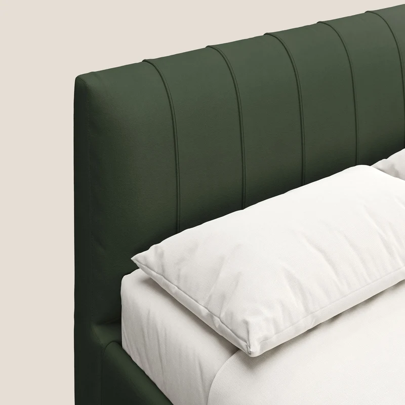 Bogart lit avec coffre rembourré complètement déhoussable en microfibre détachable T11 vert
