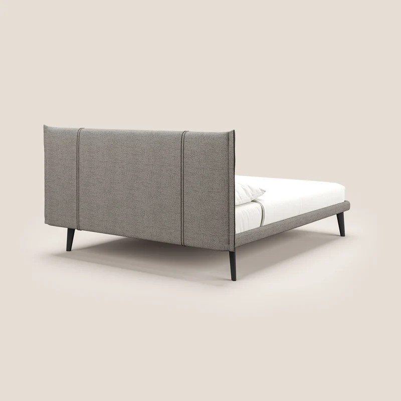 Klaus lit moderne avec pieds foncés et tissu flammé imperméable T03 taupe
