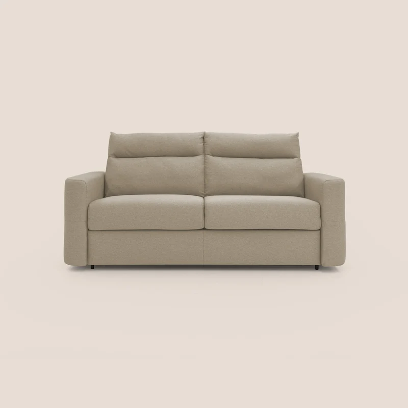 Cupido Canapé convertible matelas H18 cm au dossier haut moelleux en tissu imperméable T13 beige