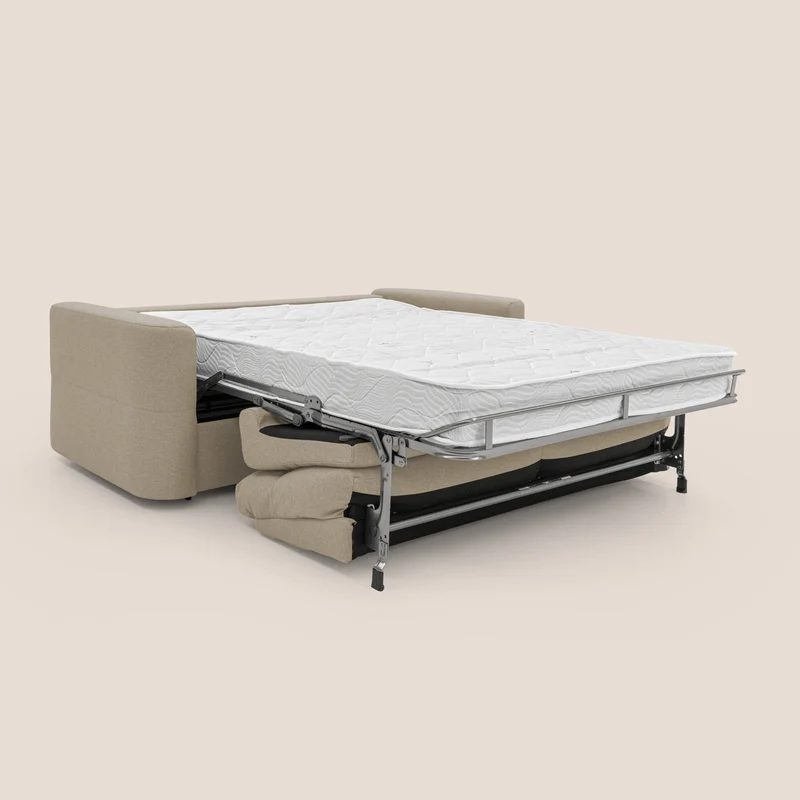 Cupido Canapé convertible matelas H18 cm au dossier haut moelleux en tissu imperméable T13 beige