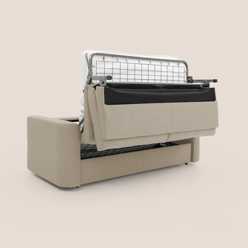 Cupido Canapé convertible matelas H18 cm au dossier haut moelleux en tissu imperméable T13 beige